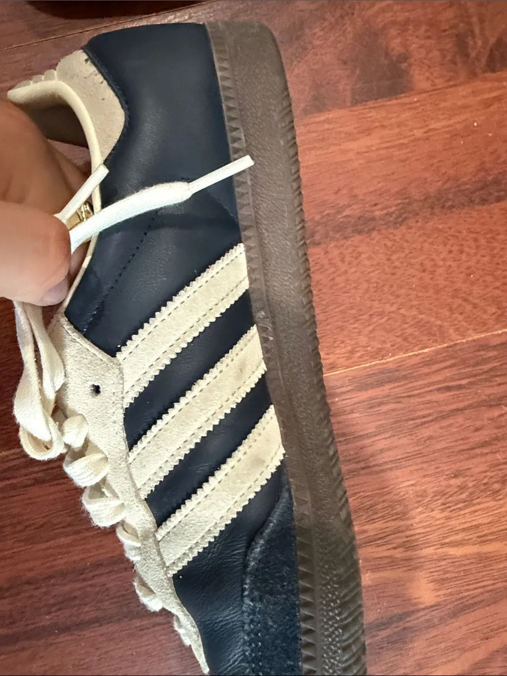 adidas Navy and Cream Samba Leather Sneakers